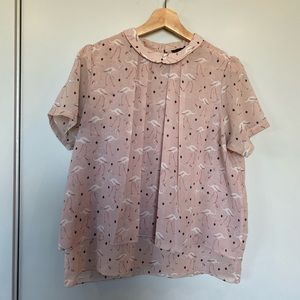Flamingo Print Blouse